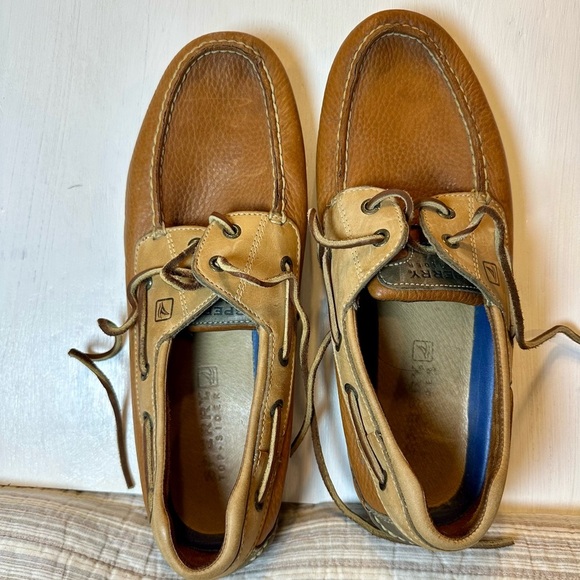Sperry Top-Sider Men’s Boat Shoes Size 12M Brown Leather Moc Toe NonMarking Sole - Picture 2 of 7